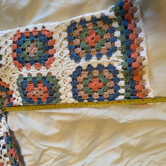 Long Cotton Open Crochet Multicolored Blanket Cardigan Coverup M/L - Picture 6 of 8